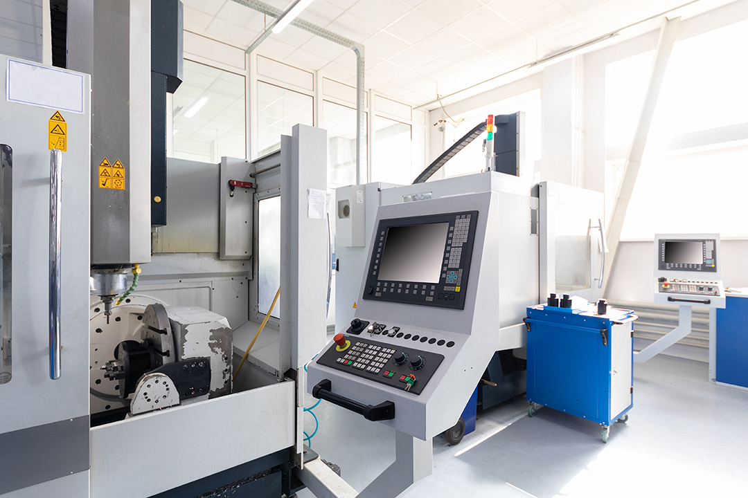 an interior shot of producing line of metal parts
