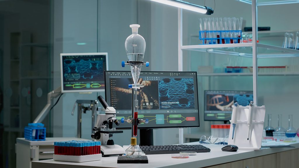Scientific Instrument Precision Machining Services - lab equipment and research on a lab bench